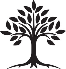 Natures Mark Vector Tree Plantation Symbol in Black 