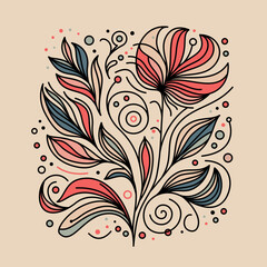 abstract floral design. Abstract background. Illustration of autumnal simple flowers suitable for interior decoration.