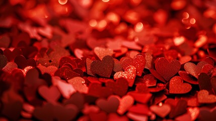 valentines day red heart backgrounds, in the style of romantic glitter, scattered composition, texture-rich, vibrant backdrops. generative AI