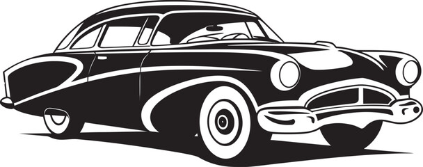 Historic Rides Iconic Black Symbol with Vintage Car Vector 
