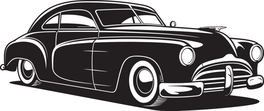Vintage Vogue Vector Logo in Black with Classic Car Elements 