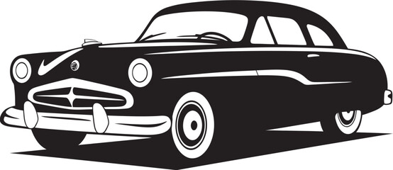 Time Tested Elegance Vintage Car Vector Logo in Black 