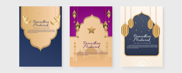 Ramadan card. Colorful colourful vector greeting cards for islamic ramadhan kareem