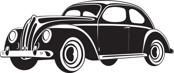 Historic Rides Iconic Black Symbol with Vintage Car Vector 