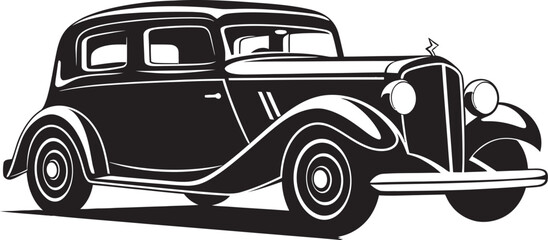 Historic Rides Iconic Black Symbol with Vintage Car Vector 