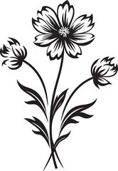 Floral Whispers Sleek Black Icon Design for Wildflowers 