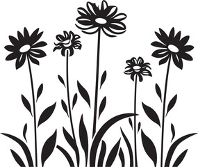 Floral Whispers Sleek Black Icon Design for Wildflowers 
