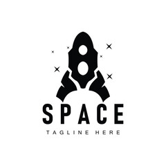 Rocket logo simple design silhouette brand space vehicle minimalist illustration template
