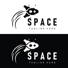 Rocket logo simple design silhouette brand space vehicle minimalist illustration template