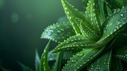 Fototapeta premium Aloe Vera, fresh leaf of Aloe Vera in farm garden with a natural background sun light and bokeh nature green