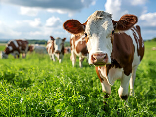 dairy cow in a field - obrazy, fototapety, plakaty