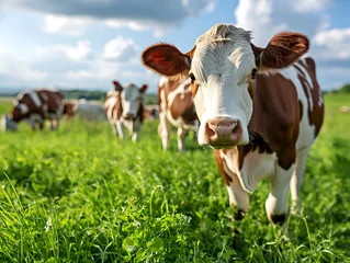 Foto op Canvas dairy cow in a field © Anuson