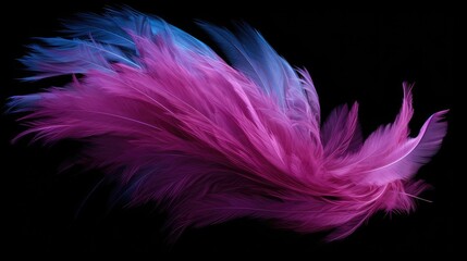 elegant purple feather abstract on black. perfect for luxury branding, high-end fashion backgrounds, and artistic graphic design elements - obrazy, fototapety, plakaty