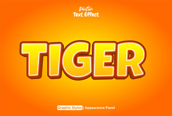 orange tiger text effect with graphic style and editable.