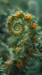 Spiraling Cannabis Bud with Trichomes in Natural Pattern