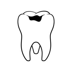 Tooth cavity line art vector isolated on white background.