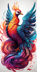 Fototapeta premium Beautiful Rainbow Colored Phoenix 