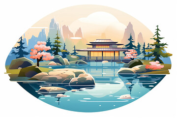 Japanese Spring Graphic Vector Illustration for Mugs, T-shirts, and Merchandise