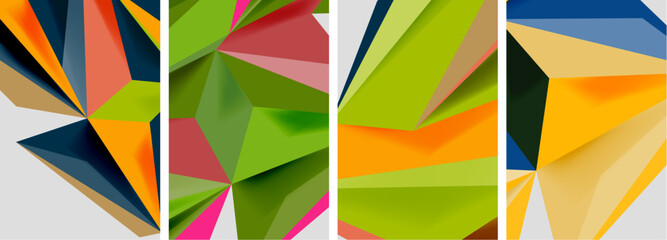 Obraz premium Set of mosaic triangle pattern abstract posters. Vector illustration For Wallpaper, Banner, Background, Card, Book Illustration, landing page