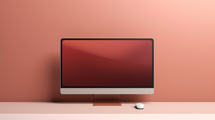 3d minimal desktop with blank screen mockup empty screen