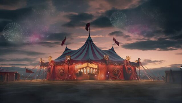 a circus tent joyful in carnival day. brazilian carnival. 4k video of a circus tent