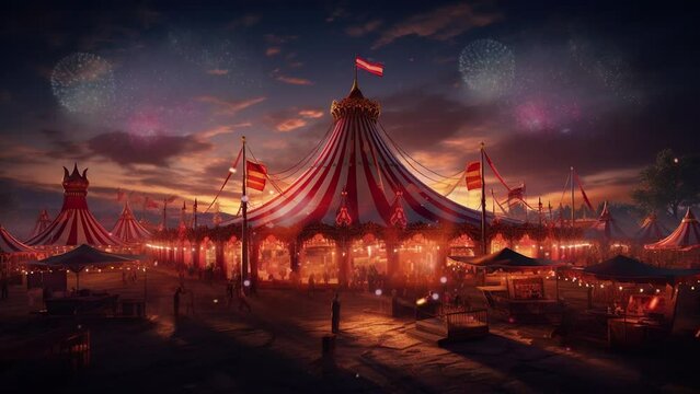 a circus tent joyful in carnival day. brazilian carnival. 4k video of a circus tent