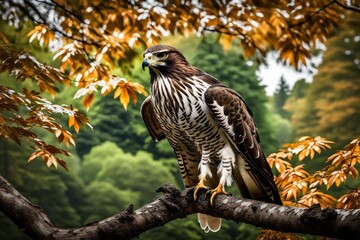 tailed hawk perched - obrazy, fototapety, plakaty