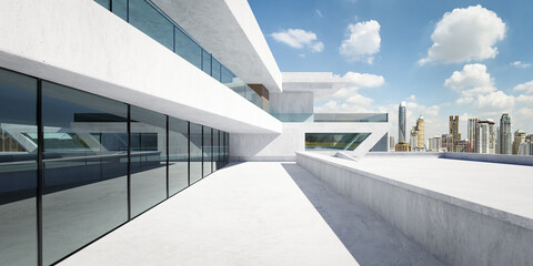 3D render Contemporary square shape design modern Architecture building exterior