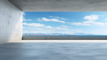 empty concrete floor and gray wall building 3d render - obrazy, fototapety, plakaty