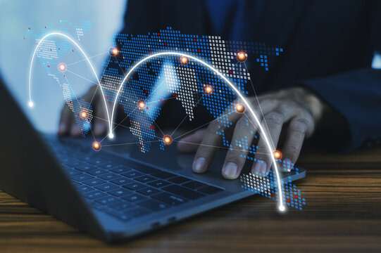 Businessman planning for Global Logistics international delivery concept, World map logistic and supply chain network distribution for export import to customs concept.