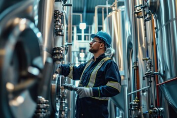 Engineer inspecting engineering pipes