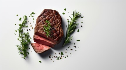 Food advertising photography of a steaks meal, minimalist style - obrazy, fototapety, plakaty