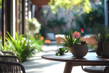 Modern simplicity outdoor garden terrace.  - obrazy, fototapety, plakaty