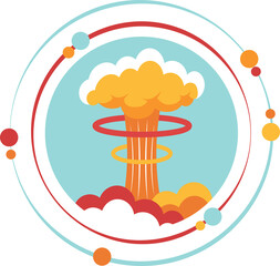 Atomic reaction mushroom cloud graphic icon symbol