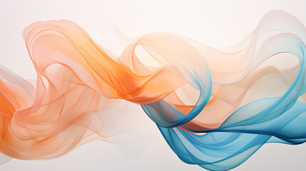 sky blue and peach flowing artwork on white background