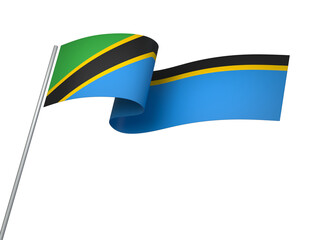 Tanzania flag element design national independence day banner ribbon png
