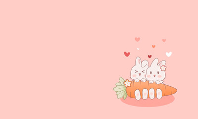Valentine illustration of a pink background with easter bunny.