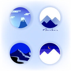 Set of adventure outdoor mountain, hill peak logo design.