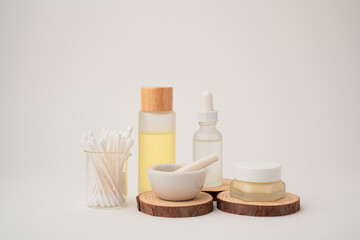 Natural skincare set for organic cosmetic product concept.