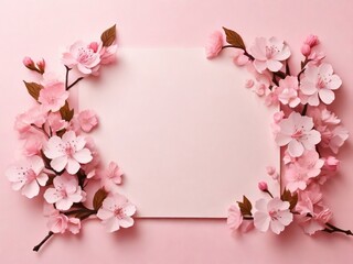 Fototapeta na wymiar Cherry blossom sakura flower on light pink background Greeting cards for Woman's Day and Mother's Day. copy space