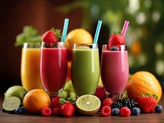 fruit juice and smoothies Healthy lifestyle and wellness, fresh fruit smoothies 