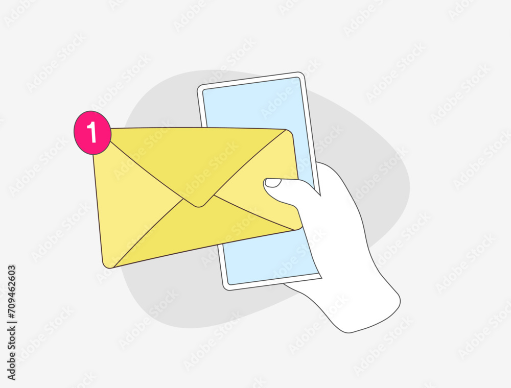 Poster new message e-mail notification concept. new pop up email notification. flat vector outline e-mail i