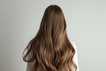 Naklejka premium The back of a girl with long hair on white background, Smooth and shiny hair.