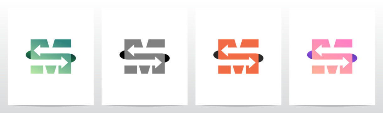 Exchange Opposite Arrow Letter Logo Design M