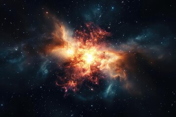 A supernova explosion illuminating the darkness of space