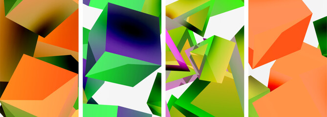 Composition of 3d cubes and other geometric elements background design for wallpaper, business card, cover, poster, banner, brochure, header, website