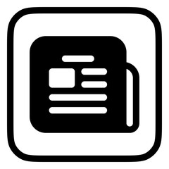 Vector newspaper newsletter icon. Black, white background. Perfect for app and web interfaces, infographics, presentations, marketing, etc.