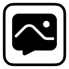 Vector picture message icon. Black, white background. Perfect for app and web interfaces, infographics, presentations, marketing, etc.