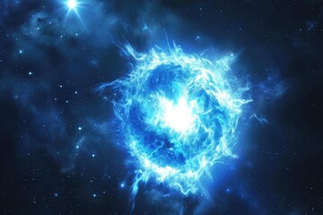 Cosmic phenomenon of a blue supergiant star nearing supernova - obrazy, fototapety, plakaty