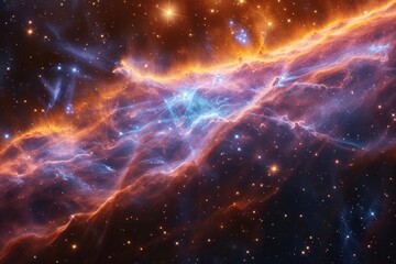 Cosmic waterfall Flowing nebula gases cascading into a star